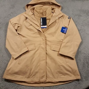 Lands' End 3-in-1 Systems Womens Jacket Large Tan Waterproof Quilted Vest NEW - Picture 1 of 15