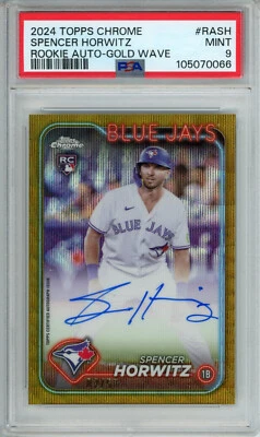 Spencer Horwitz 2024 Topps Chrome Rookie Auto Gold Wave Ref 2/50 PSA 9 Blue Jays - Image 1 of 3