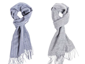 Herren weicher Strickschal Winter warm wollig Streifen Karo klassisch Halswärmer - Bild 1 von 3