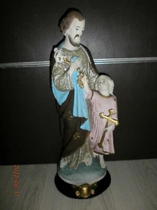 ANCIENNE STATUE RELIGIEUSE/SAINT JOSEPH ET L'ENFANT JESUS/PLATRE/H.45,5 cm/ N°9 - Picture 1 of 6