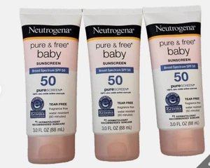 Confezione 3 Protezioni Solare Neutrogena Pure & Free Baby SPF 50 Resistenti all'acqua SCAD 02/25 - Foto 1 di 1