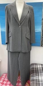 Vintage Jaeger Smart Grey Jacket & Wide Leg Trouser Two Piece Suit Size 14 / 16 - Picture 1 of 14