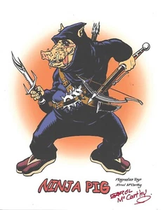 TEENAGE MUTANT NINJA TURTLES "Ninja Pig" Playmates SIGNED E. McCarthy 8.5" x 11" - Picture 1 of 2