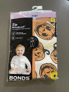 BONDS BABY ZIP WONDERSUIT - HALLOWEEN PUMPKINS - CREAM - SIZE 2 BNIP - Picture 1 of 2