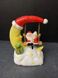 Ebeling & Reuss Spieluhr Weihnachtsmann Frau Swinging Moon Vintage VIDEO - Bild 1 von 9