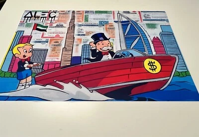 Alec Monopoly Richie And Monopoly Boating In Dubai Print On Canvas 24x36” 1:1 - Image 1 of 4