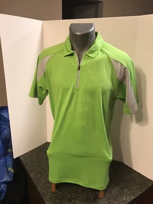Camisa polo de golf SLAZENGER para hombre 1/4 cremallera verde gris pequeña poliéster spandex Foto 1 de 4
