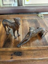 Vintage Mid Century Bronze Whippet Greyhound Dog Figurines