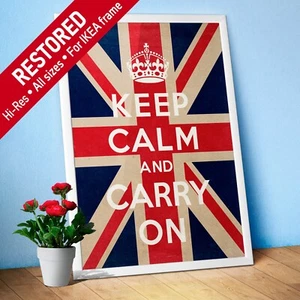 Keep Calm and Carry On with UK flag. UK, 1939 — vintage poster - Picture 1 of 12