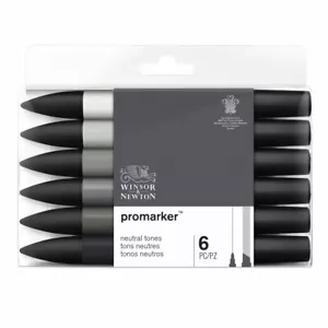 Juego de 6 bolígrafos marcadores gráficos de doble punta Winsor & Newton PROMARKER TONOS NEUTROS - Imagen 1 de 4
