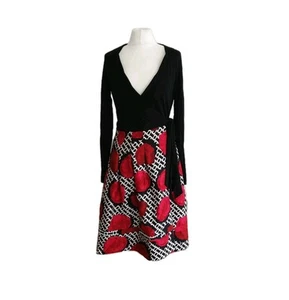 Diane von Furstenberg Womens Red Floral Wool/Silk Blend Jewel Wrap Dress. UK 12. - Picture 1 of 14