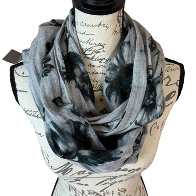 J Jill Gray Floral Print Lightweight Infinity Scarf One Size - Image 1 of 4