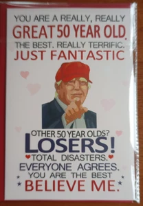 50. Geburtstag Karte lustig Trump Donald Karten Umschlag Siegel Präsident 8"x5" - Bild 1 von 3