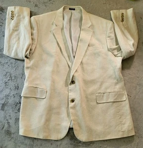 Stafford Blazer Men 50R Cream Linen Cotton Classic Fit 2 Button 2 Vent Costal - Picture 1 of 10
