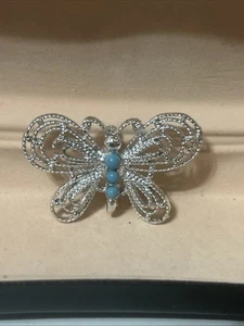 Türkis und Silber Schmetterling Anstecknadel - Bild 1 von 7