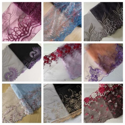 10 YARDS Tulle Lace Combo- 9 Assorted Pattern 6-8" Wide Floral Embroidered tt076 - Image 1 of 4