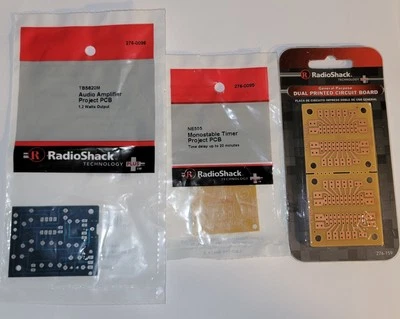 Lot of 3 Radio Shack Projects- Project PCB  NE555, Audio Amp, & Dual PCB - NOS - Image 1 of 4