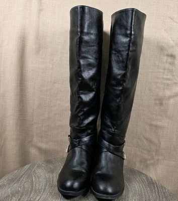 Comfort Est. Botas altas acolchadas negras de cuero 1946 para mujer con cremallera talla 11M Foto 1 de 4