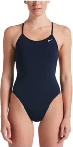 Nike Hydrastrong Lace-Up Tie Back One-Piece Swimsuit Midnight Navy Size 30 - Picture 1 of 1