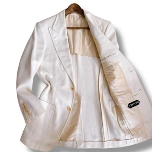 Rare Tom Ford Luxury Linen Silk Tailored Jacket 44 S Size Off-White 2B - Picture 1 of 10
