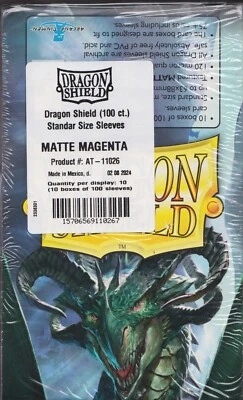 Lot 10 new 100 ct pk Dragon Shield Matte Deck Sleeves Protectors Magenta - Image 1 of 2