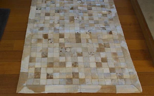 SOFT JERSEY & WHITE TONES - A CLASSIC 3 METRE LONG PATCHWORK COWHIDE RUNNER - Picture 1 of 6