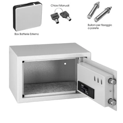 Cassaforte Muro Numerica Digitale Elettronica 31x20 H20 cm Casa Hotel B&B Grigio - Immagine 1 di 4