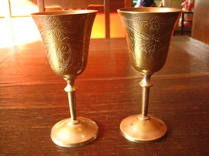 Candellight Dinner for Two 2 Stück Paar edle Silberkelche Südweingläser shabby - Picture 1 of 6