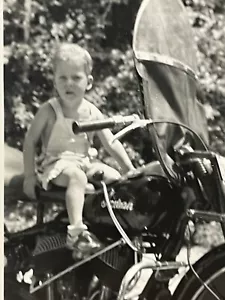 Original 1940’s Indian Motorcycle Photo Child Ridding Pose 3 1/2” x 6” - Picture 1 of 8
