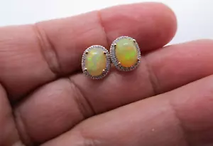 2.50 Carat 14K Gold Diamond & Opal Earring Diamond=1/2 Carat F-VS1 Value=$4,950 - Picture 1 of 9