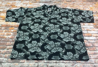 Camisa Ocean Current Adulto Grande Negra Blanca Floral Hawaiana Abotonada Para Hombre Foto 1 de 4