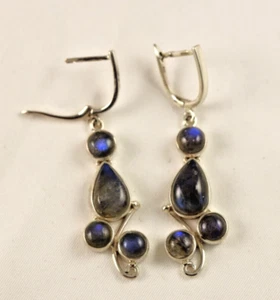 Labradorite Drop/Dangle Sterling Silver .925 Earrings Natural - Picture 1 of 3