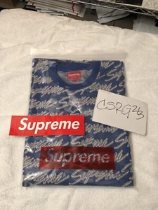 Supreme Signature Script Logo L/S Taschen-T-Shirt brandneu Größe Large - Bild 1 von 4