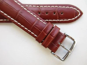 Hirsch Modena Alligator embossed Cinnamon Brown 20 MM leather watch band strap - Picture 1 of 5
