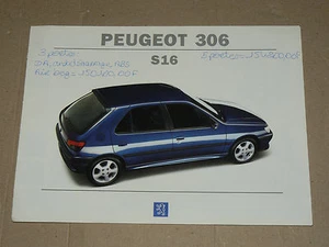Autokatalog Peugeot 306 S 16 1994 Prospekt Brochure Car Prospekt - Bild 1 von 1
