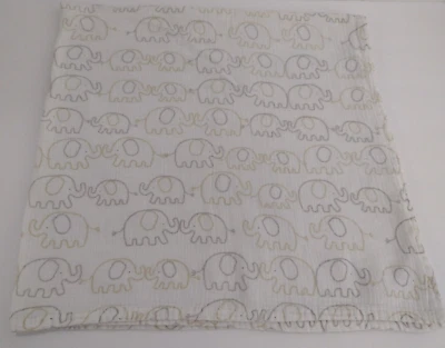 Manta Sumersault Elephants gris dorado muselina 34x36 Foto 1 de 4