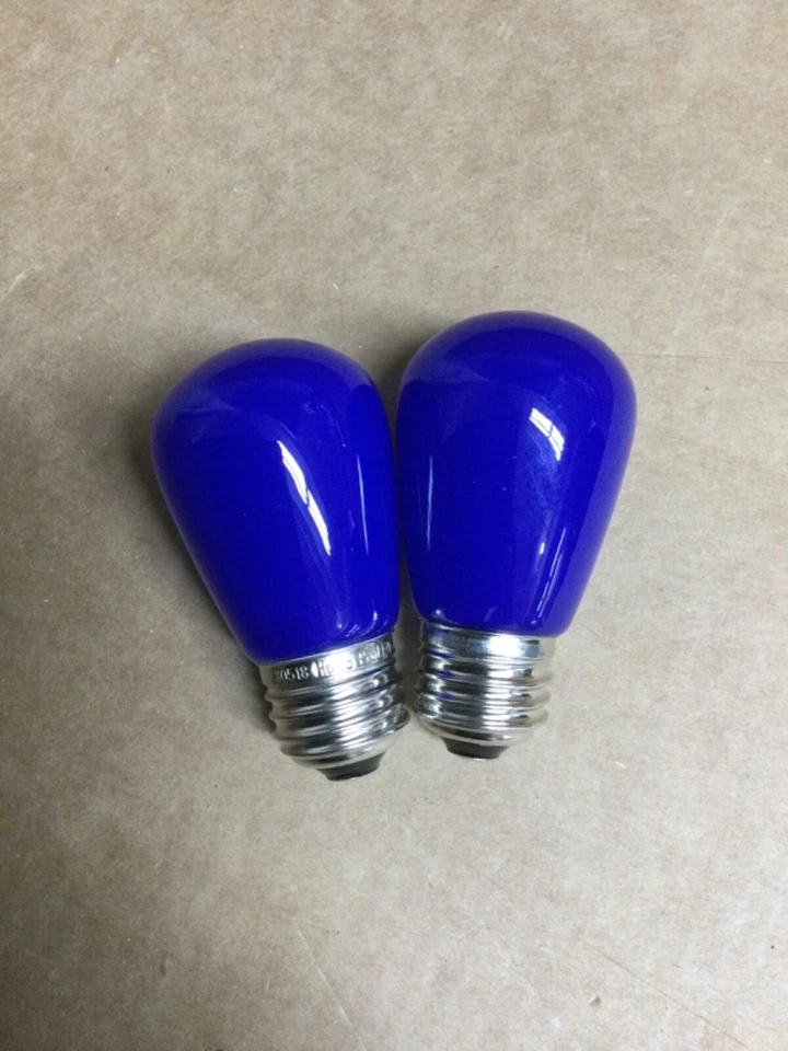 2 PIECES 1.4W S14 BLUE LED Light Bulbs - Image 1 of 4