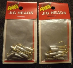  2 Packs of Arkie 1/16 oz. Unpainted Jig Heads with Gold Fishing Hooks AT-492  - Picture 1 of 2