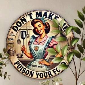 Retro-look Amusing Metal Kitchen Sign. 8” X 8”. Perfect For Kitchen, Cafe. - Picture 1 of 4