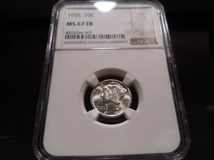 1935 MS67FB (Full Bands) Mercury Dime NGC Certified Superb Gem - Blast White - Picture 1 of 8