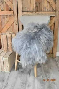 Gray Genuine Icelandic sheepskin rug chair pad cushion or pet bed 40x32" P216 - Picture 1 of 4