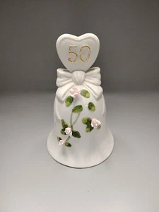 Touch Of Rose By Roman 50 Birthday Or Anniversary Music Box Bell Shape - Picture 1 of 5