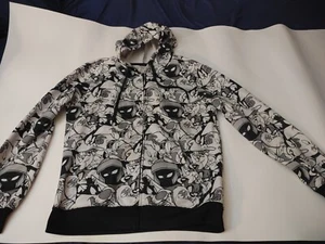 Looney Tunes Men’s Full Zip Hoodie Sweatshirt Black White Large C1 - Picture 1 of 10