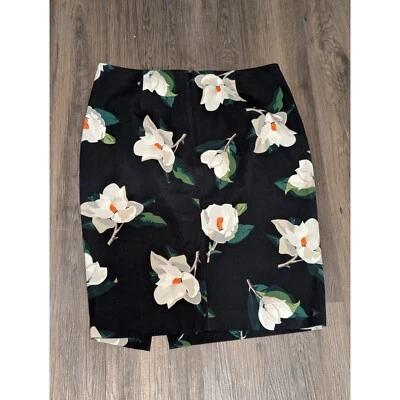 Falda Lápiz Floral Banana Republic Carrera Oficina Negro Blanco Talla 10 Foto 1 de 3