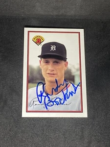 Randy Bockus 1989 Bowman #96 Detroit Tigers Giants cartolina autografata firmata - Foto 1 di 3