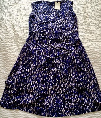 Dana Buchman Dress Womens 8 NWT Purple Sleeveless V-Neck Tie Waist Stretch Kohls - Image 1 of 4