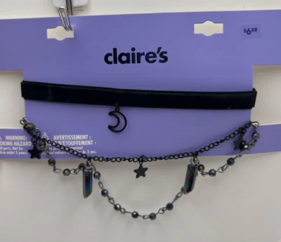 NEW Black Moon Choker with Crystals and Stars Necklace from Claire's - Image 1 of 3