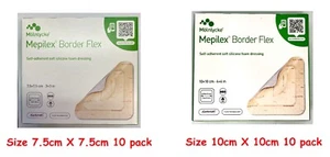 Mepilex Border Flex Dressing 7.5 X 7.5cm / 10 x 10cm 10 Foam Adhesive Dressings - Picture 1 of 28