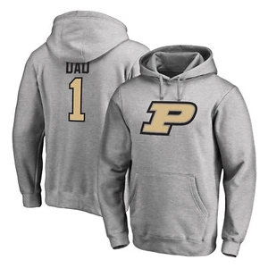 Men's Heathered Gray Purdue Boilermakers #1 Dad Pullover Hoodie - Picture 1 of 3