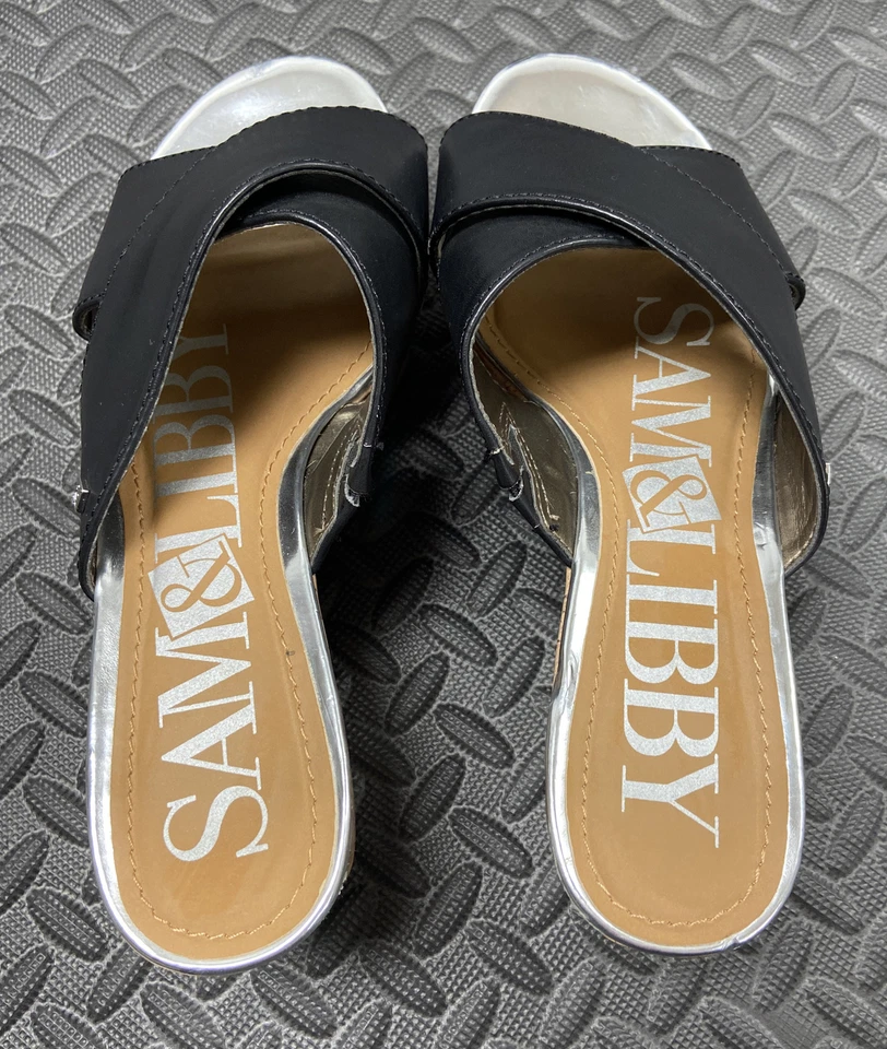 Sam & Libby Women's Shoes Size 6.5 Black Open Toe Preowned - Image 1 of 4